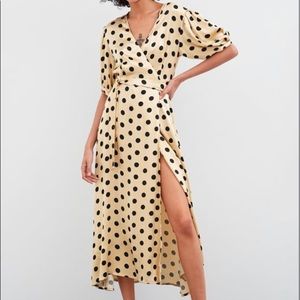 ZARA polka dot Silk wrap dress